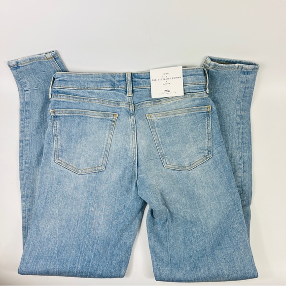 ZARA Long Denim Jeans Mid Waist 2 (34) NWT - Picture 7 of 11